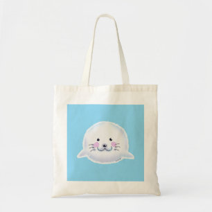 Bolsa Tote Ilustração de Bebê Foca Fofa e Felpuda