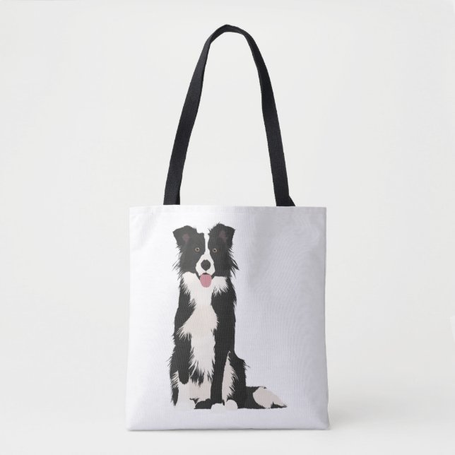 Bolsa Tote Ilustração de Borda Collie! (Frente)