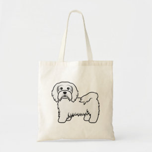 Bolsa Tote Ilustração de Cão de Cartoon Bonito em Havanês Bra