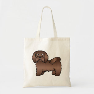 Bolsa Tote Ilustração de Cão de Cartoon de Chocolate Havanês