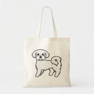 Bolsa Tote Ilustração de Cão de Cartoon em Branco