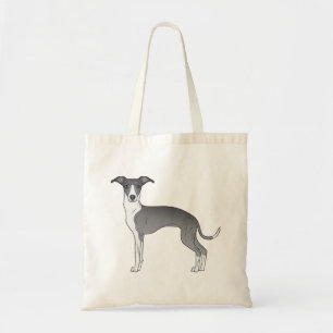 Bolsa Tote Ilustração De Cão De Greyhound Italiano Azul E Bra