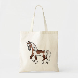 Bolsa Tote Ilustração de Cartoon de Cavalo de Trote Castanho