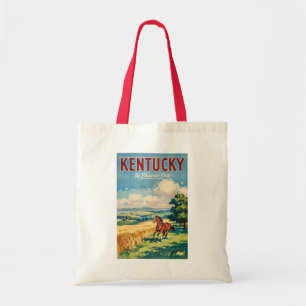 Bolsa Tote Ilustração de Cavalos de Kentucky Arte de Viagem V