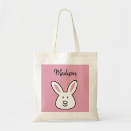 Bolsa Tote Ilustração de Coelho da Páscoa Rosa-Rosa-Pastel