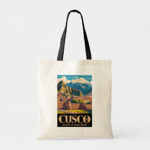 Bolsa Tote Ilustração de Cusco Peru Arte de Viagem Vintage