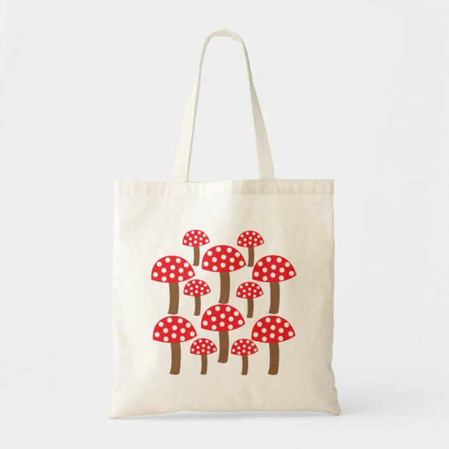 Bolsa Tote Ilustração de Cuta de Cogumelo Vermelho (Frente)