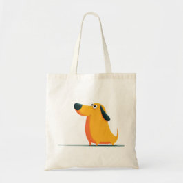 Bolsa Tote Ilustração de Dachshund de Desenho Animado Fofo – 
