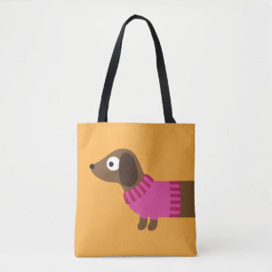 Bolsa Tote Ilustração de Dachshund Longo Cute