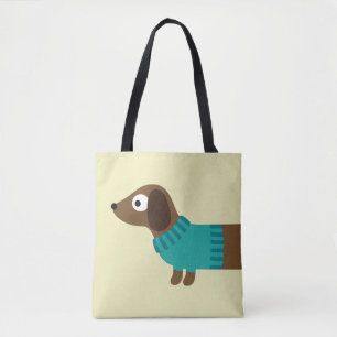 Bolsa Tote Ilustração de Dachshund Longo Cute