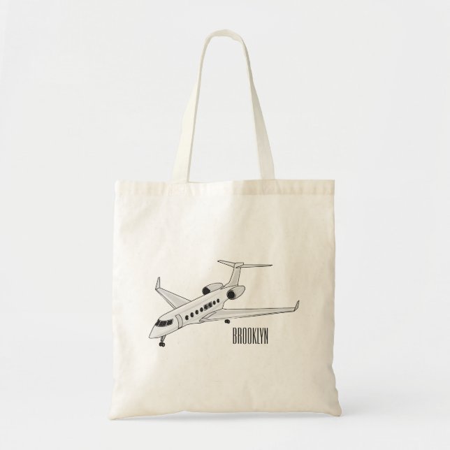 Bolsa Tote Ilustração de desenho animado a jato privado (Frente)