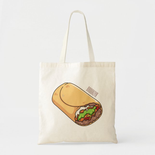 Bolsa Tote Ilustração de desenho animado burrito (Frente)