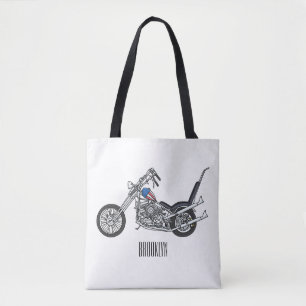 Bolsa Tote Ilustração de desenho animado Chopper Motorcycle 1
