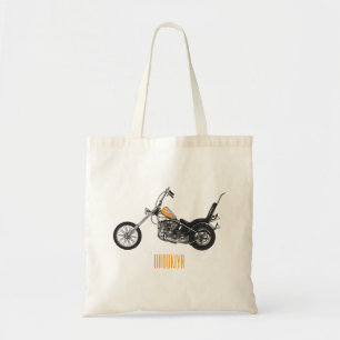 Bolsa Tote Ilustração de desenho animado Chopper Motorcycle 1