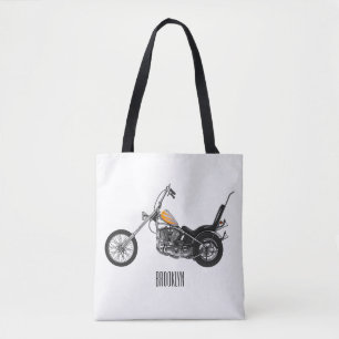Bolsa Tote Ilustração de desenho animado Chopper Motorcycle 1