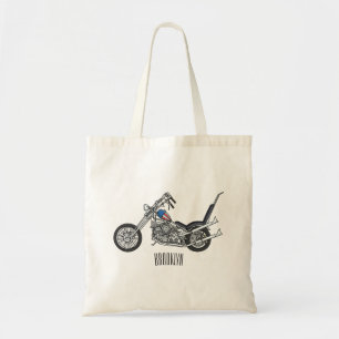 Bolsa Tote Ilustração de desenho animado Chopper Motorcycle 1