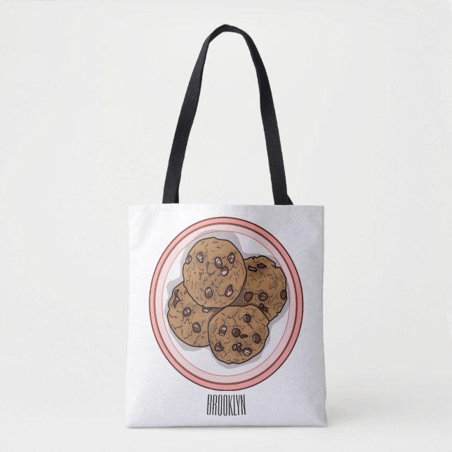 Bolsa Tote Ilustração de desenho animado com chip de chocolat (Frente)
