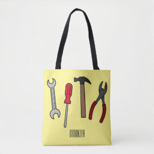 Bolsa Tote Ilustração de desenho animado com ferramentas de c