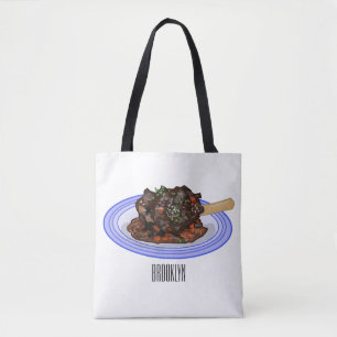 Bolsa Tote Ilustração de desenho animado com haste de borrego