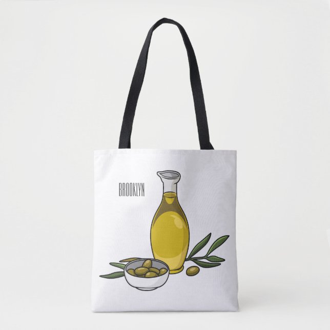 Bolsa Tote Ilustração de desenho animado de azeite (Frente)