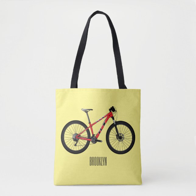 Bolsa Tote Ilustração de desenho animado de bicicleta (Frente)