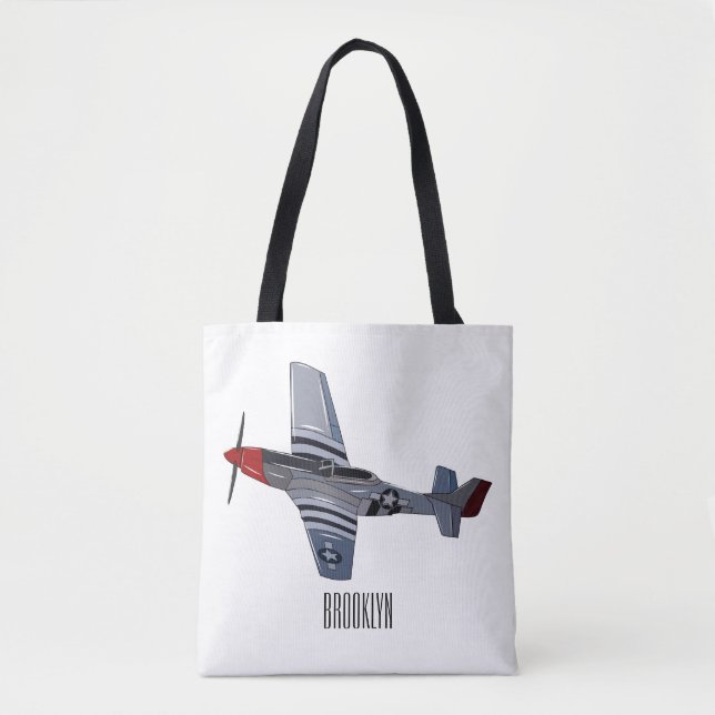 Bolsa Tote Ilustração de desenho animado de bombardeiro (Frente)
