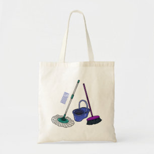 Bolsa Tote Ilustração de desenho animado de Broom & mop