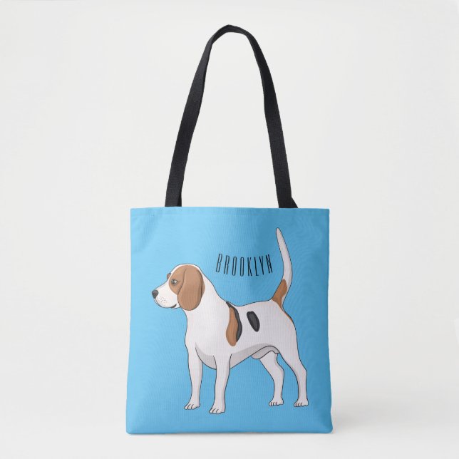 Bolsa Tote Ilustração de desenho animado de cachorro Beagle (Frente)