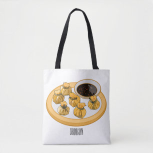 Bolsa Tote Ilustração de desenho animado de camarão tailandês