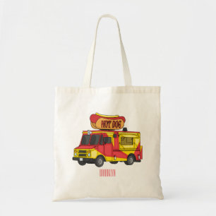 Bolsa Tote Ilustração de desenho animado de caminhão com comi