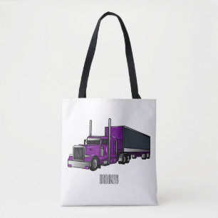 Bolsa Tote Ilustração de desenho animado de caminhão semirreb