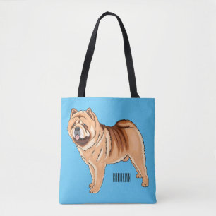 Bolsa Tote Ilustração de desenho animado de cão Chow Chow