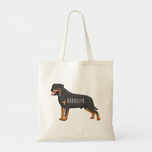 Bolsa Tote Ilustração de desenho animado de cão rottweiler