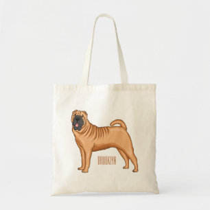 Bolsa Tote Ilustração de desenho animado de cão Shar-Pei chin