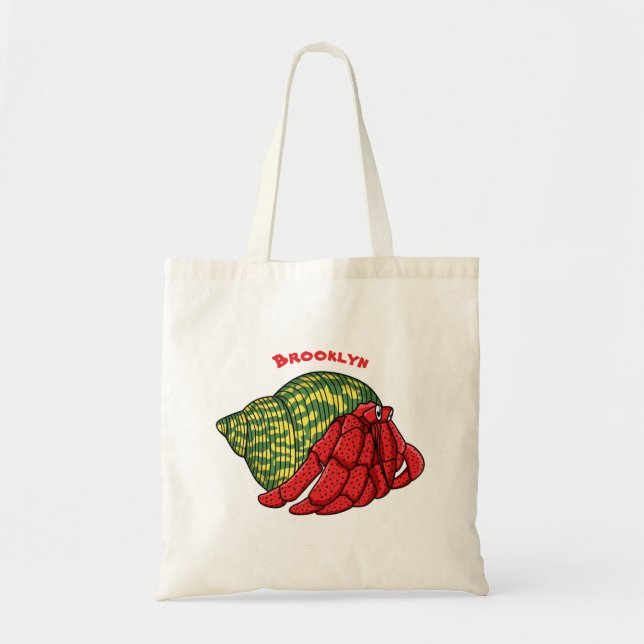 Bolsa Tote Ilustração de desenho animado de caranguejo-ermitã (Frente)