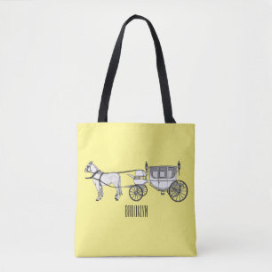 Bolsa Tote Ilustração de desenho animado de carruagem e caval