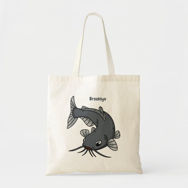 Bolsa Tote Ilustração de desenho animado de catfish (Frente)