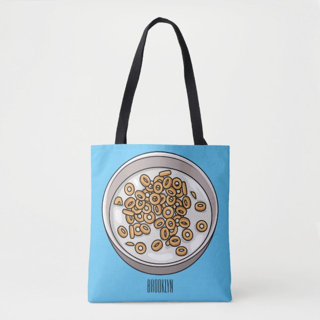 Bolsa Tote Ilustração de desenho animado de cereais (Frente)