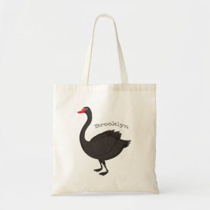 Bolsa Tote Ilustração de desenho animado de cisne preto