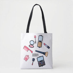 Bolsa Tote Ilustração de desenho animado de cosméticos / maqu