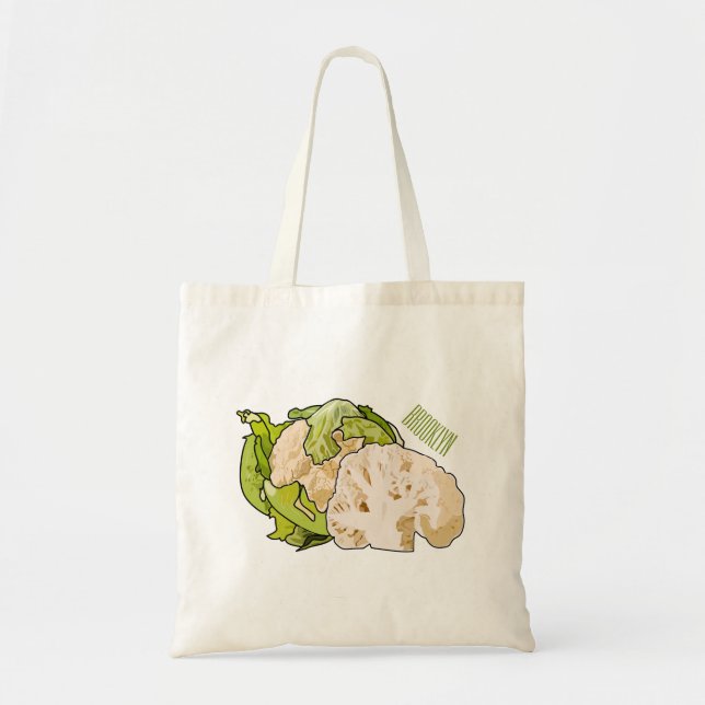 Bolsa Tote Ilustração de desenho animado de couve-flor (Frente)