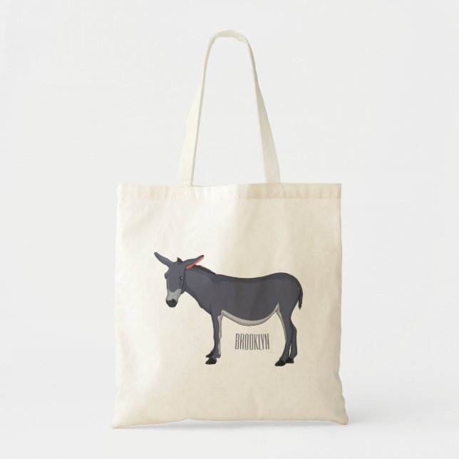 Bolsa Tote Ilustração de desenho animado de Donkey (Frente)