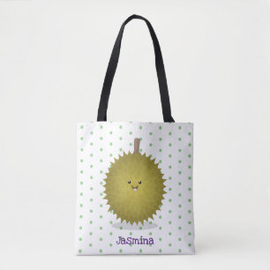 Bolsa Tote Ilustração de desenho animado de duriano feliz