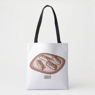 Bolsa Tote Ilustração de desenho animado de eclair de chocola