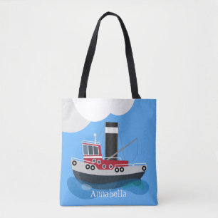 Bolsa Tote Ilustração de desenho animado de embarcações d