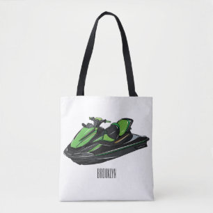 Bolsa Tote Ilustração de desenho animado de esqui jet