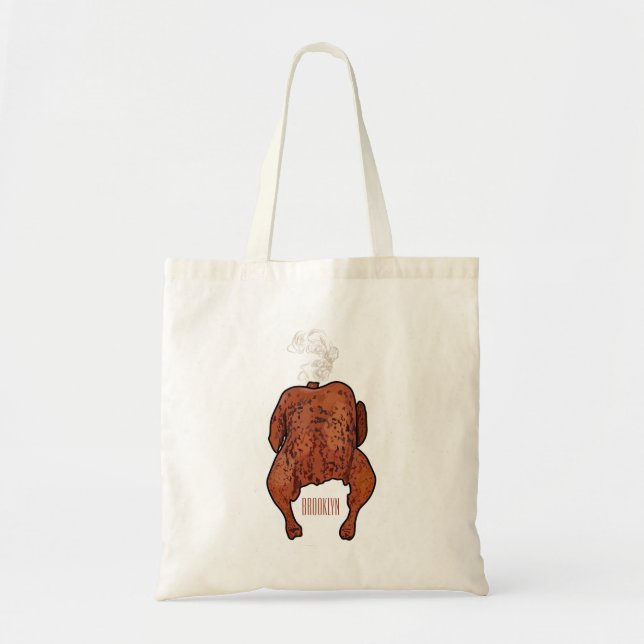 Bolsa Tote Ilustração de desenho animado de frango assado (Frente)