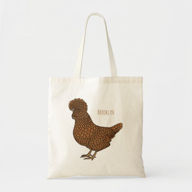 Bolsa Tote Ilustração de desenho animado de frango polado Cha (Frente)