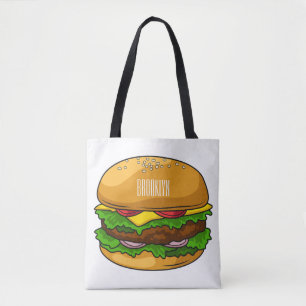 Bolsa Tote Ilustração de desenho animado de hambúrguer