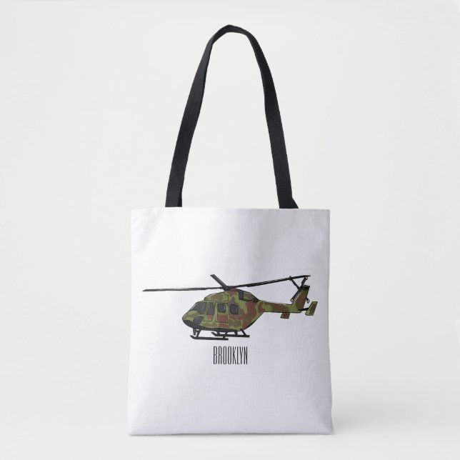 Bolsa Tote Ilustração de desenho animado de helicóptero do ex (Frente)